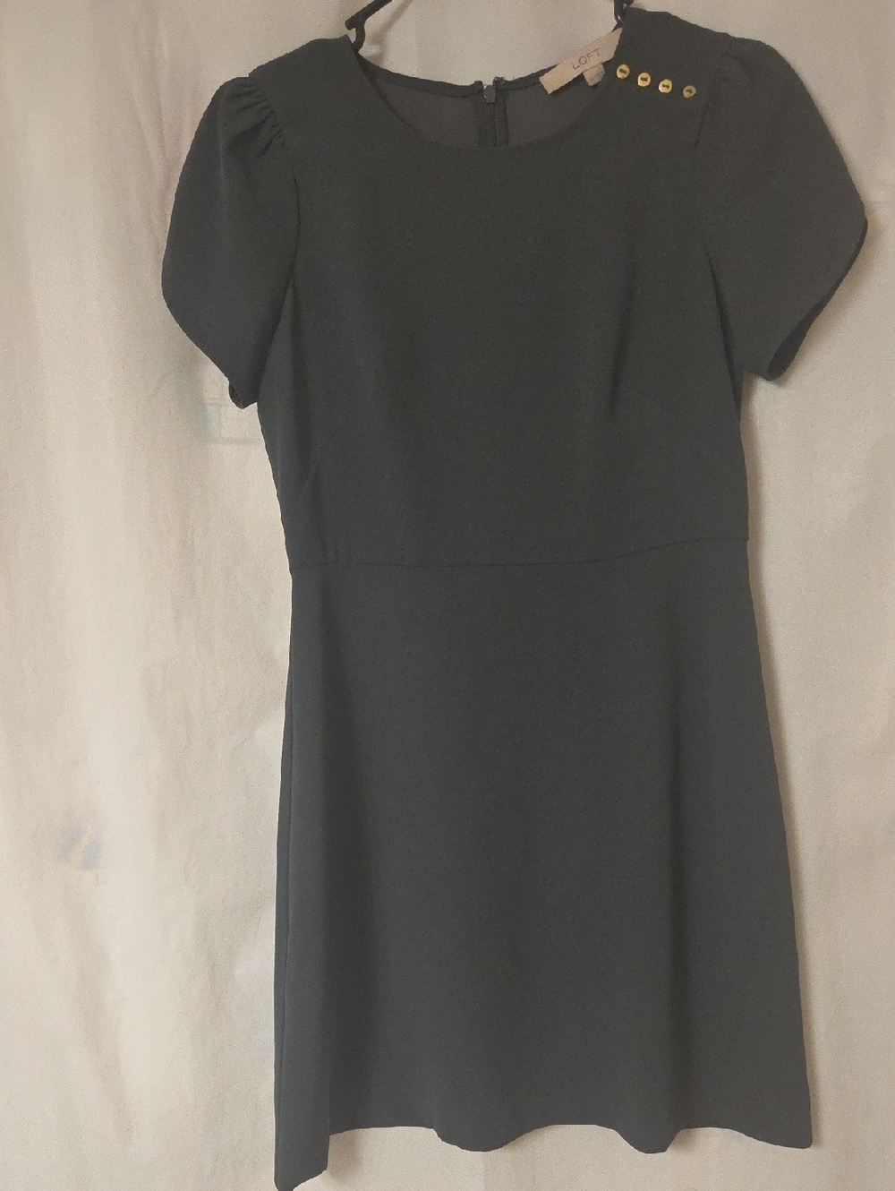 LOFT Short-Sleeve Mini Dress with Shoulder Button Detail
